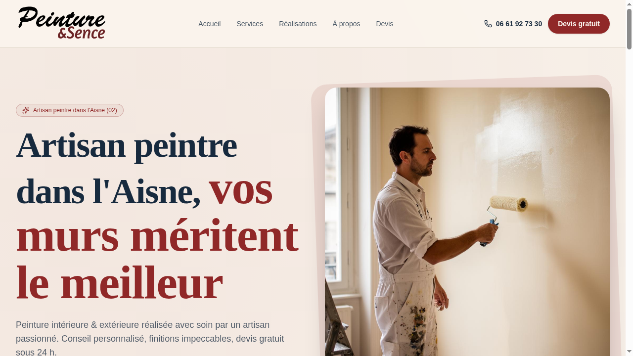Aperçu du site Peinture & Sence